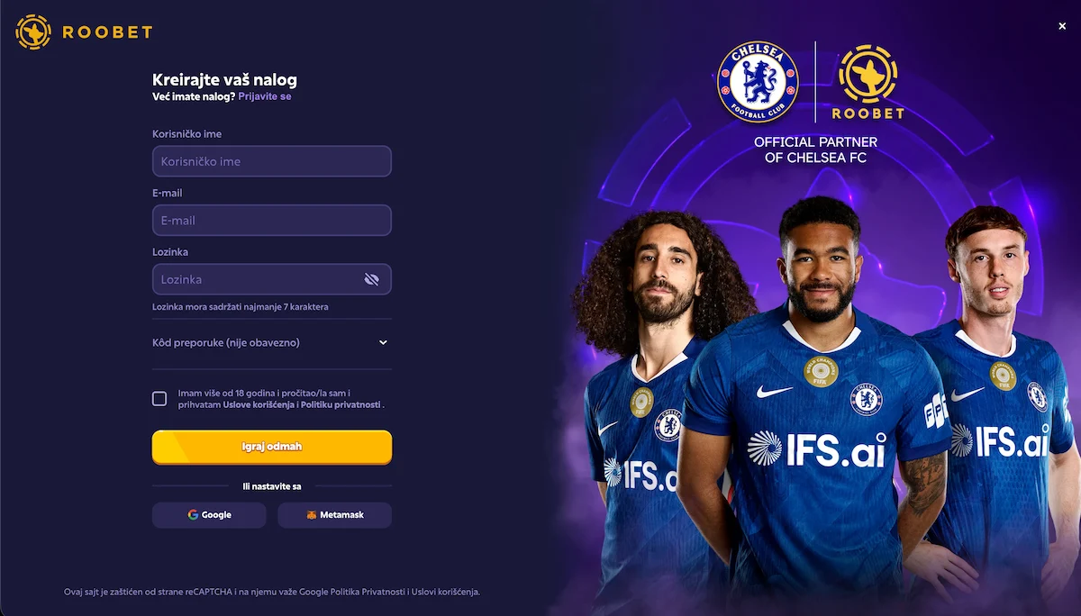 Roobet registracija