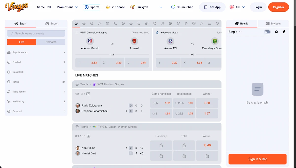 V.Vegas sportsko klađenje