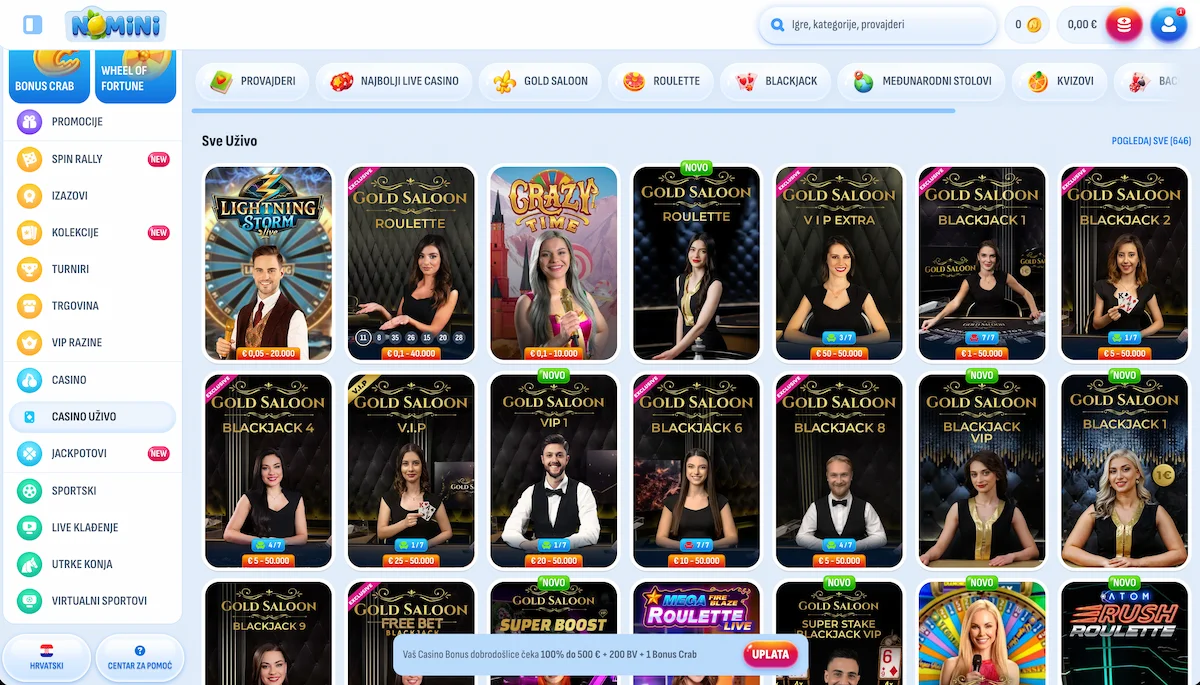 Nomini kazino uživo