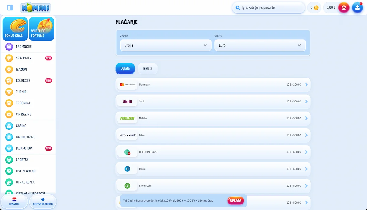 Nomini metode uplata