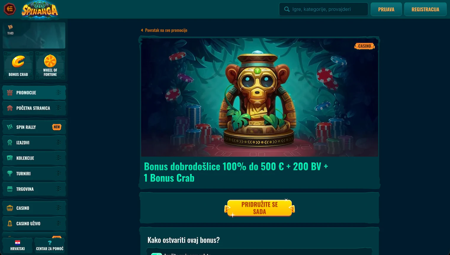 Spinanga bonus dobrodošlice