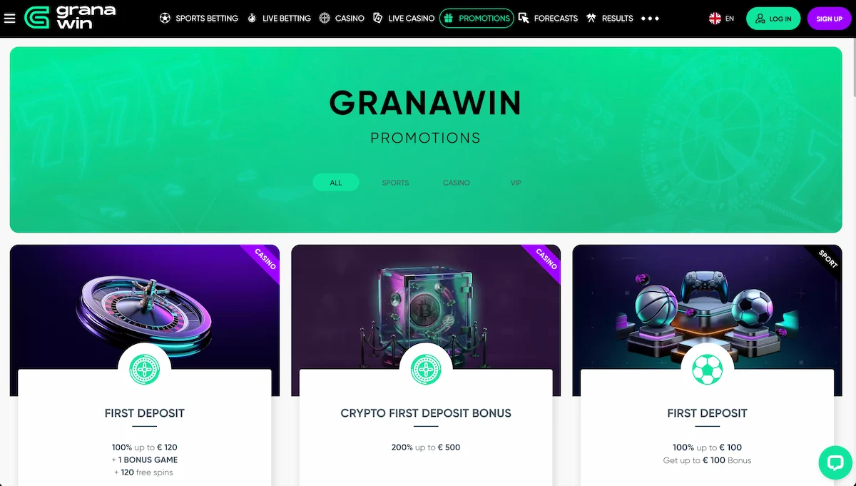 GranaWin bonus dobrodošlice