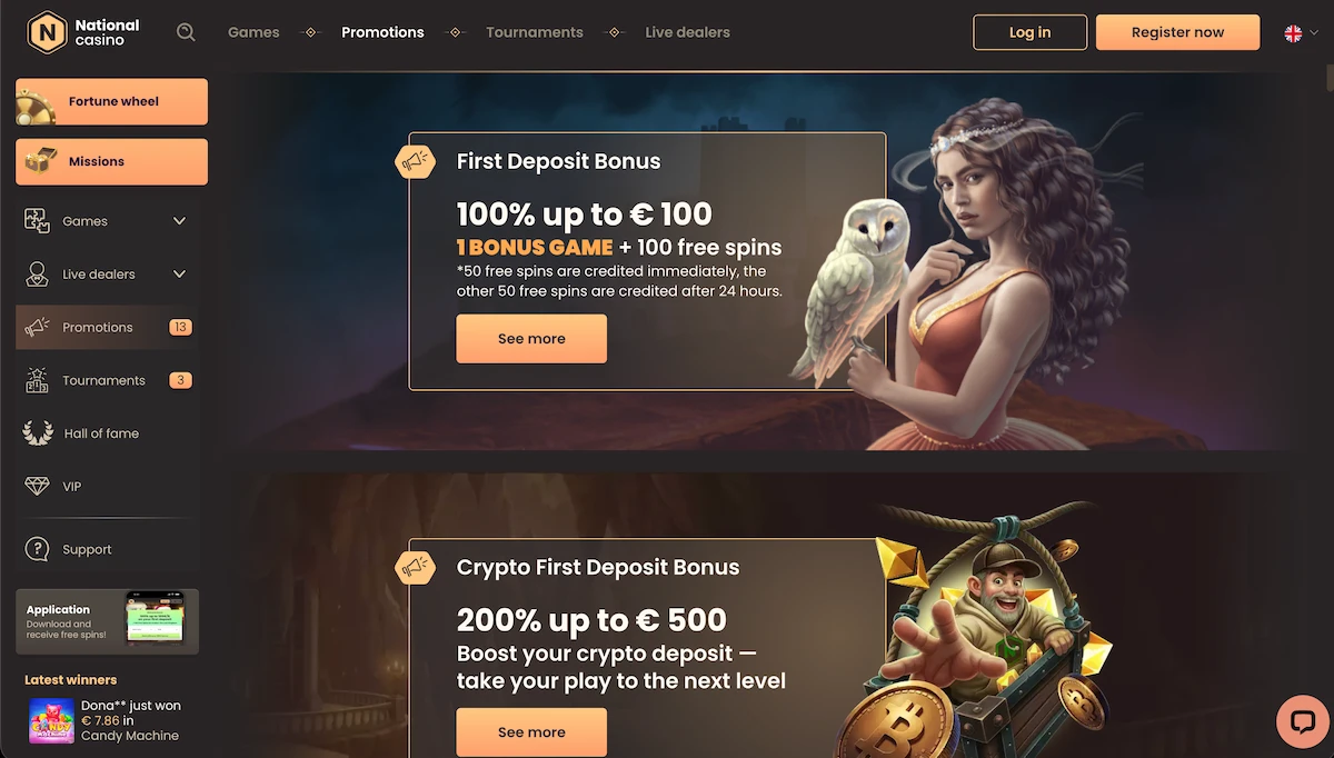 National Casino Bonus dobrodošlice i promocije