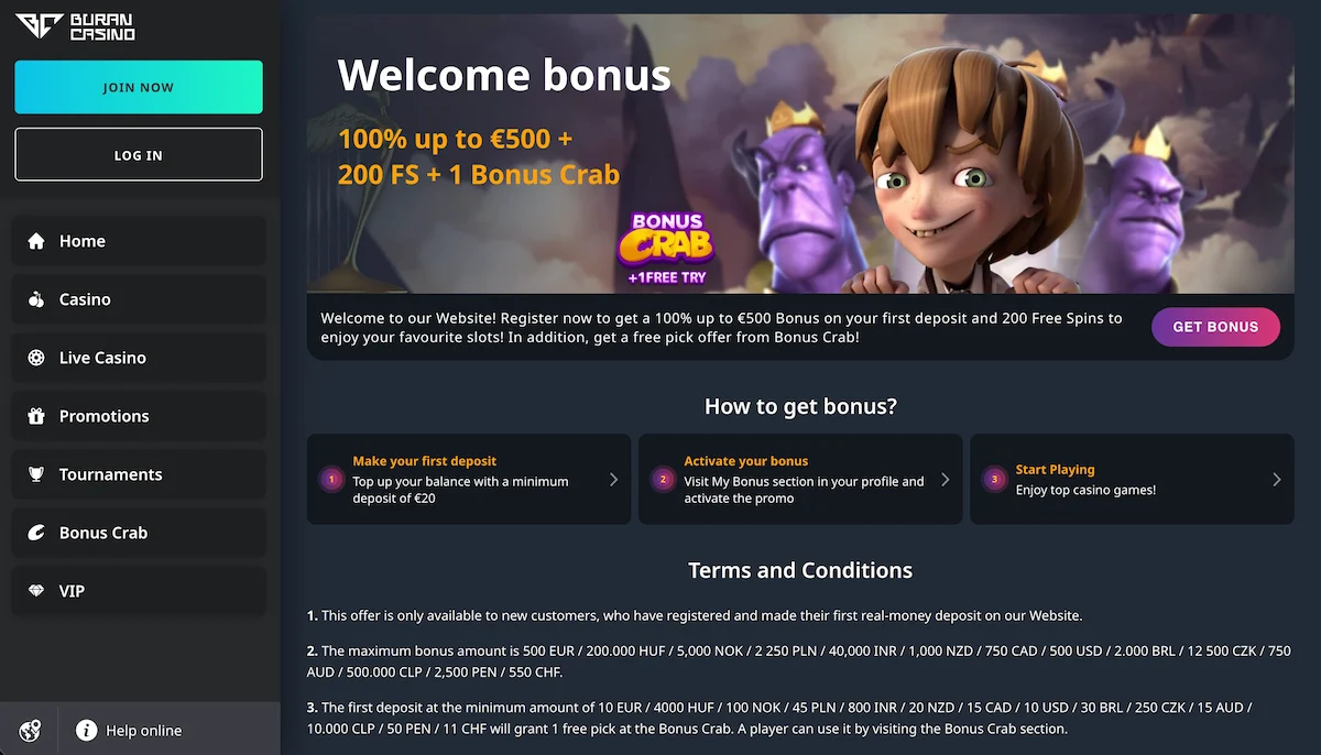 Buran Casino bonus dobrodošlice
