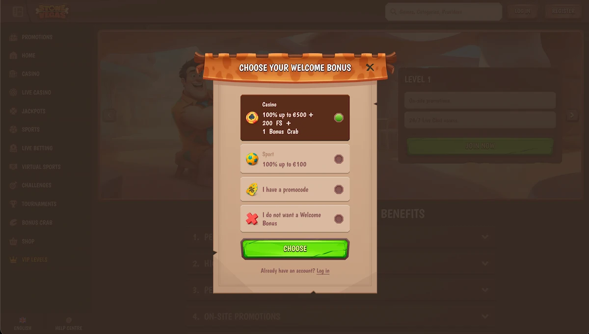 Stone Vegas registracija