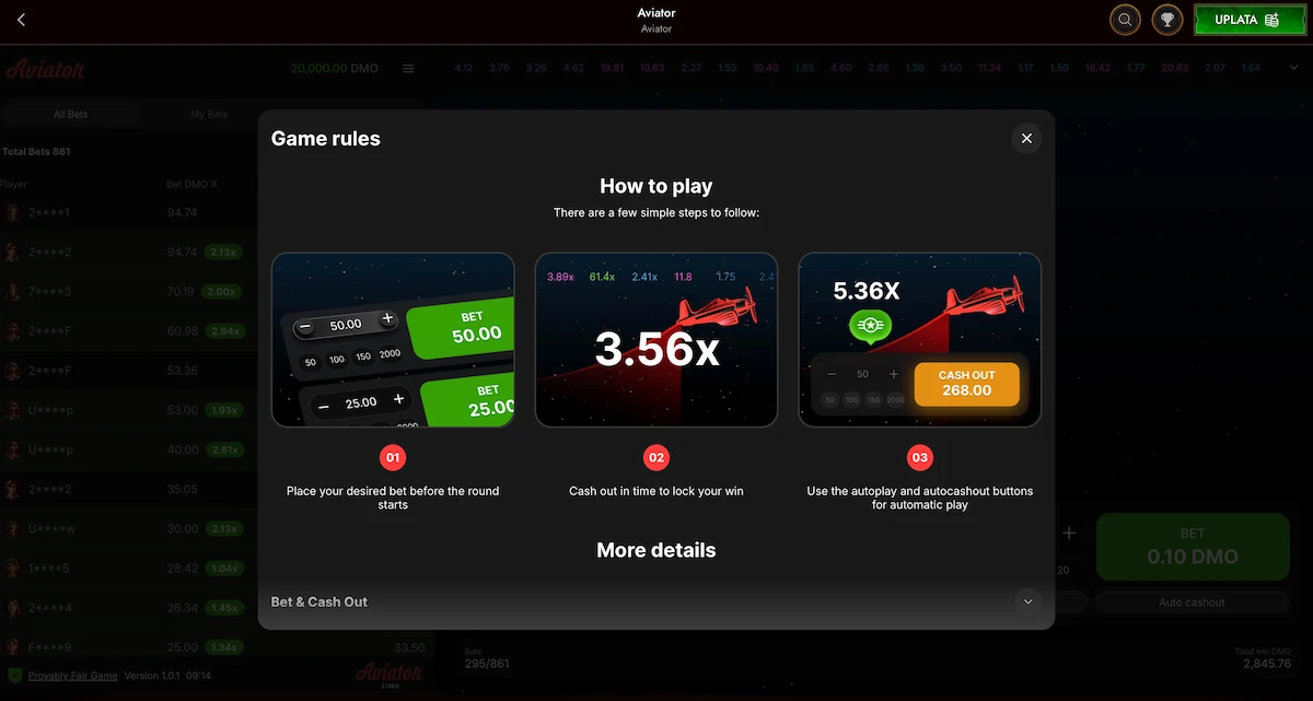 Aviator pravila igre