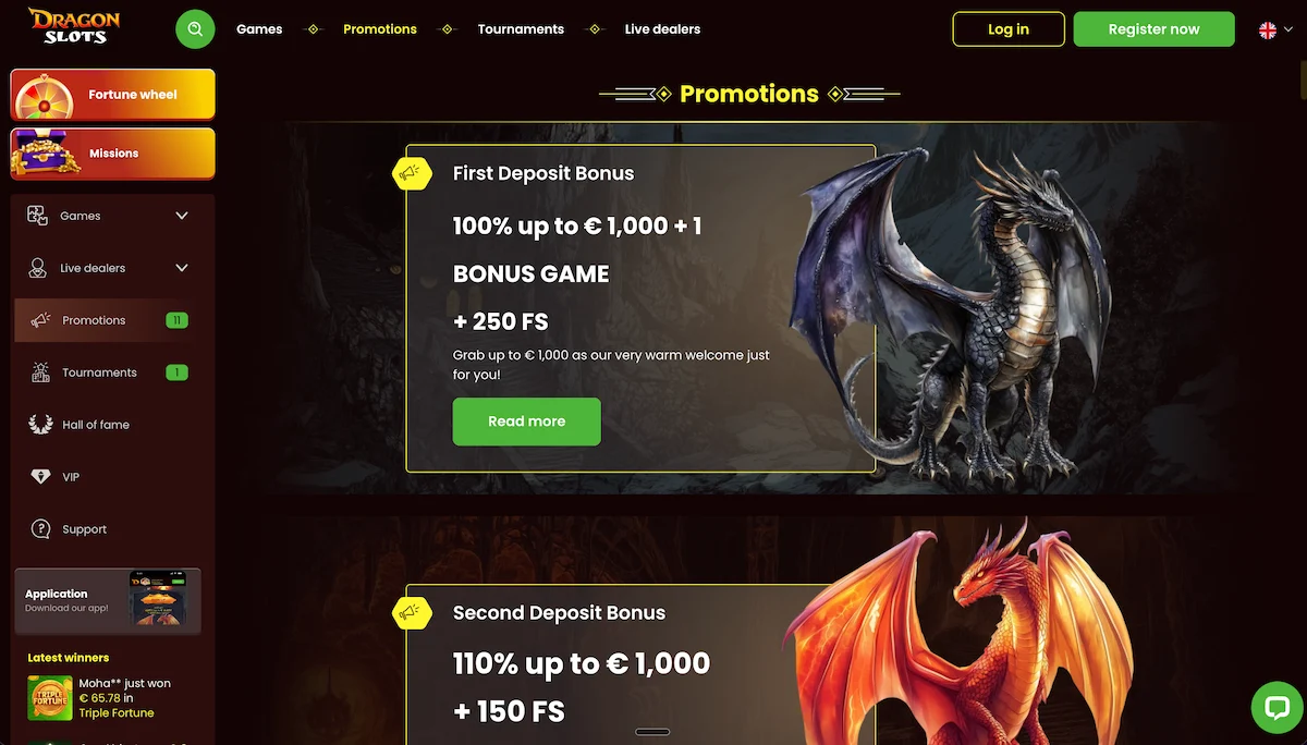 DragonSlots bonusi i promocije