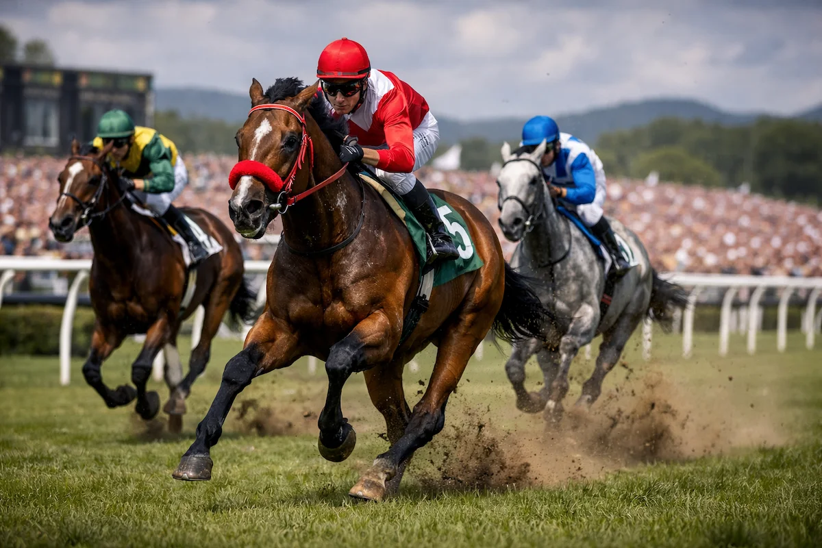 Konjske trke - 3 jahača na trkama konja