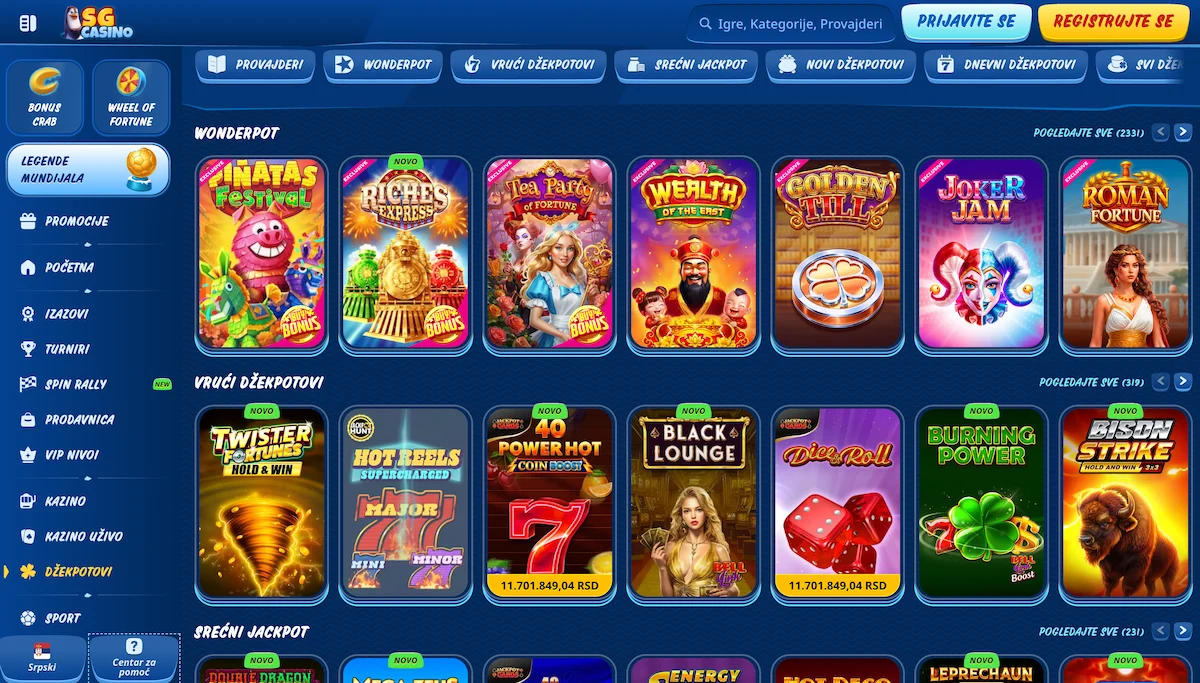 SG Casino džekpotovi