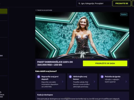 Sportuna kazino bonus dobrodošlice: 225% do 360.000 rsd + 250 spinova