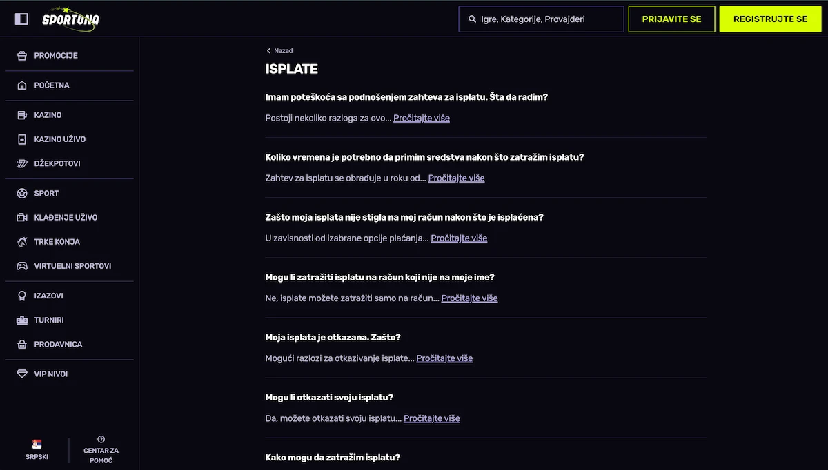 Sportuna problemi sa isplatom