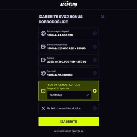 Sportuna promo kod: Sportsrbija
